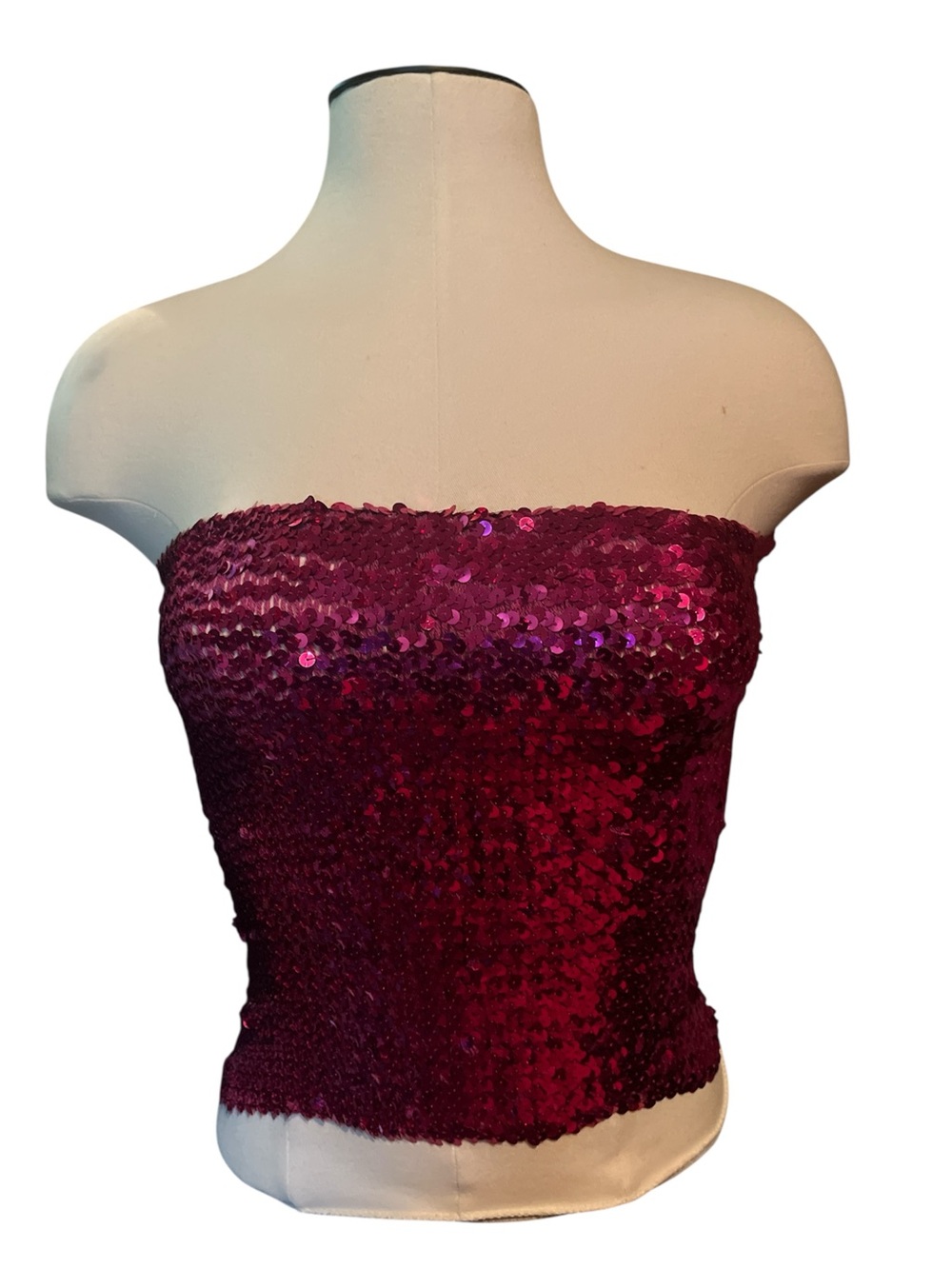 PINK LIPSTICK Sequin Strapless Tube Top - Fuchsia Pink